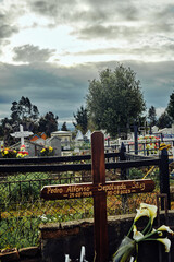 Photographs of cemeteries, graves, and crosses in rural areas of the Araucania region