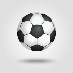 Classic Black and White Soccer Ball Floating on Light Background with cast Shadow