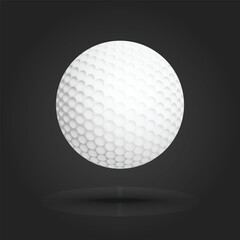 Realistic White Golf Ball with Dimples on Dark Background