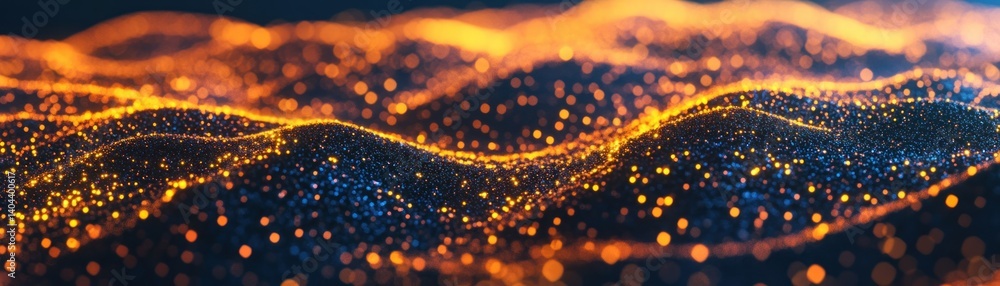 Poster abstract representation of a fluid field composed of glowing particles