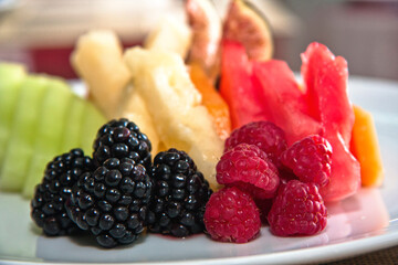 Fresh and healthy tropical fruit salad, diet concept, organic fruits