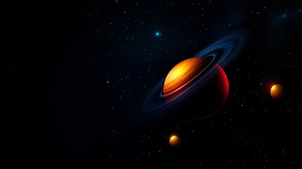 Planet with Rings, Space, Galaxy, and Cosmos.