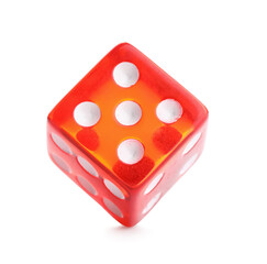 Red dice on white background