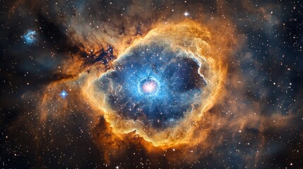 Obraz premium Celestial Eye, A Cosmic Nebula's Vibrant Display of Stellar Evolution