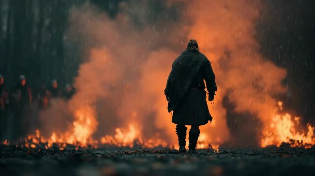 Viking Warrior in Front of Fire