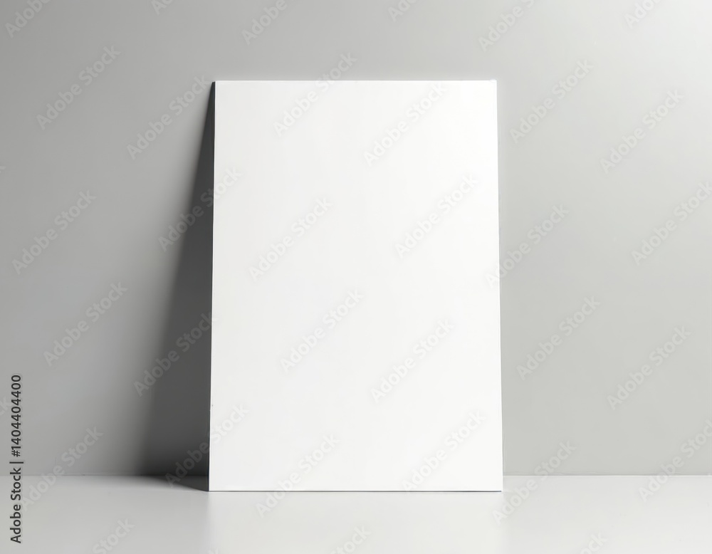 Poster blank white paper mockup with shadow overlay. clean minimal scene for brand presentation. empty shee