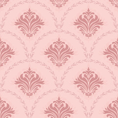 Elegant Pink Damask Seamless Pattern. Vector design for Wallpaper, Fabric, Branding, Packaging, Invitations, Wedding, Home Decor Design