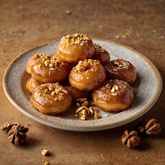 Crispy golden-brown loukoumades soaked in honey and dusted with cinnamon.