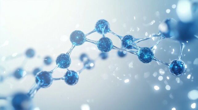 A futuristic chemistry concept, featuring glowing molecular diagrams and chemical formulas