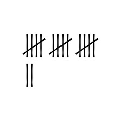 Wall tally marks. Prison day counting jail hash symbols