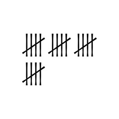 Wall tally marks. Prison day counting jail hash symbols