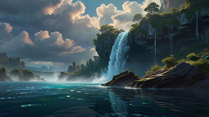 waterfall in the mountains