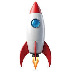 3D cartoon rocket icon in PNG format, perfect for space themes