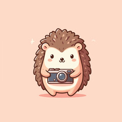cute animal with camera design cartoon vector icon illustration