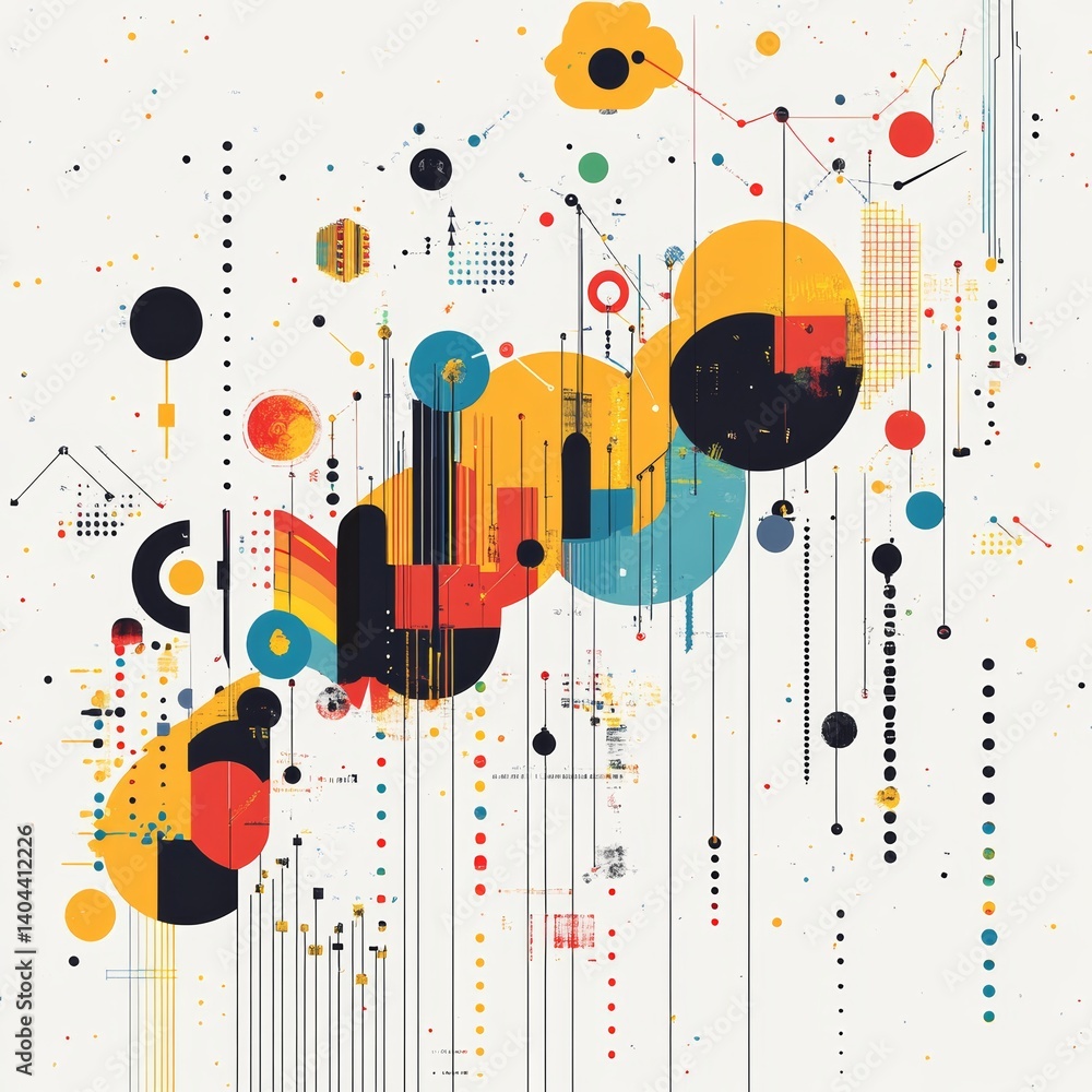 Poster abstract geometric composition with circles and lines