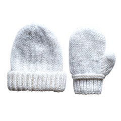 Adorable baby hat and mittens set studio photography cozy environment cute concept