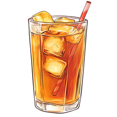 iced tea cartoon isolated on white background full depth of field 