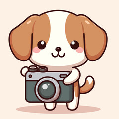 cute doggy pose with camera design cartoon