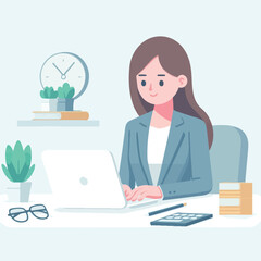 business woman in the office cartoon design