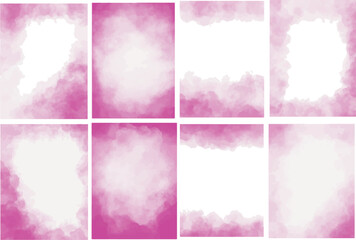 Frame Pink  watercolor wet wash splash invitation card background template collection