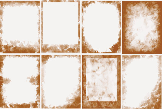 Frame brown  watercolor wet wash splash invitation card background template collection