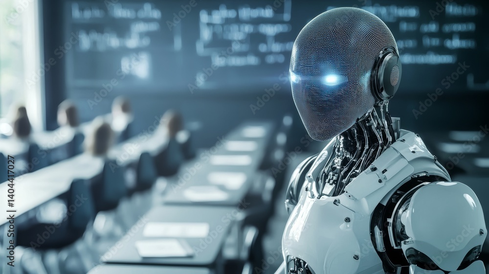 Poster robot in a classroom setting with students