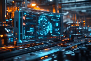 Obraz premium Digital concept, futuristic factory setting.