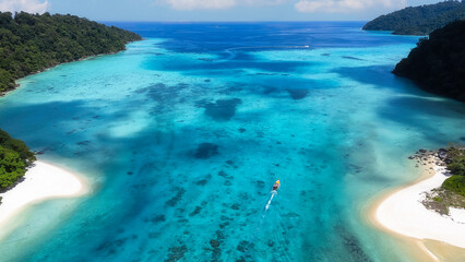 Aerial view of Surin island Phang-nag,Surin island Thailand. Surin Islands National Park