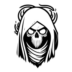 Grim Reaper Silhouette with Menacing Expression