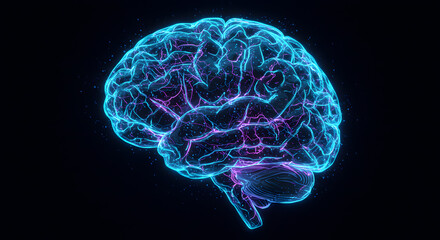 Human Brain Neural Network Digital Art: Abstract Representation of the Mind's Complexity