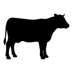 Fototapeta premium Cow black silhouette icon vector flat design on white background.