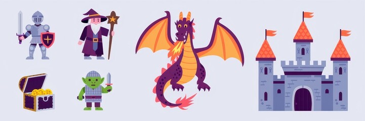 Fantasy Characters and Castle: A Fairytale Illustration