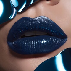 lips with a deep sapphire blue lipstick idea,lipstick wear,makeover,beauty,fashion,... version  third