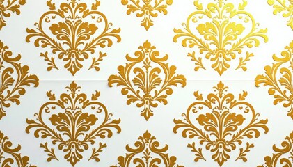 Intricate floral damask pattern in elegant gold and white , motif, damask, design