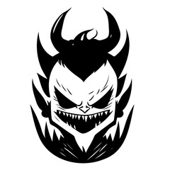 Stylized Silhouette of a Cartoonish Demon Face