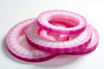Cut red onion rings, white background, sharp focus, salad, food, detail