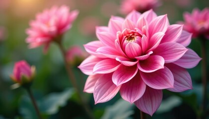 Obraz premium Delicate dahlia petals, repeating pattern, soft focus, pastel, fabric, spring