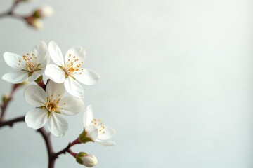 Obraz premium Delicate white blossoms against pure backdrop, texture, innocence, spring
