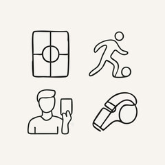 vector illustration of soccer elements in one line style