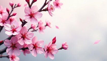 Obraz premium Intricate sakura branch pattern, showcasing blossoms and leaves in various stages of bloom , petal branch, illustration