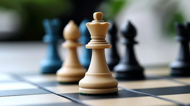 Symbolic imagery of chess highlights the importance of strategic thinking in business. 