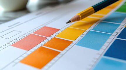 Close up task list with color-coded priorities for project tracking, representing workflow management, productivity strategies, and task organization 