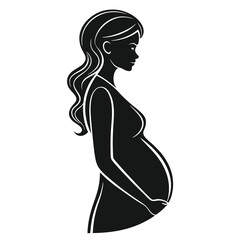 Feminine Pregnancy Silhouette in Side Profile