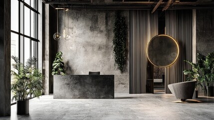 A sleek minimalistic interior showcasing modern furniture.