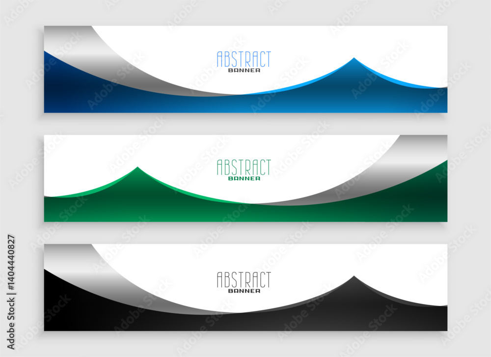 Wall mural pack of three abstract website header layout for business advertisement