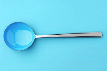 Minimalist 3D Render of a Stainless Steel Ladle with a Clean, Isolated Background