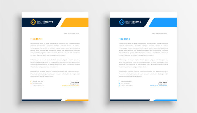 set of two business letterhead layout a company stationary