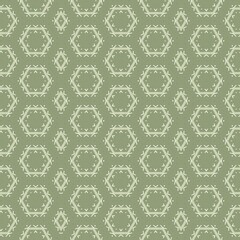 Seamless hexagonal geometric pattern with green background