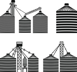 Grain Bin SVG, Grain Silos Industrial, Feed Bin Silhouette, Grain Elevator SVG, Grain Bin Silhouette Vector Illustration, Farming SVG File © Bashar