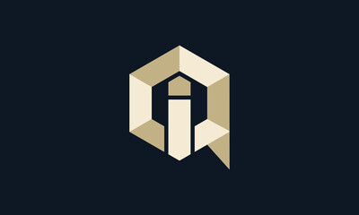 ai hexagon artificial intelligence minimalistic monogram logo design